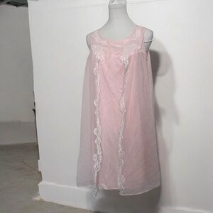 Vintage Pink Lace Nightgown babydoll dreamy pastel coquette Fairycore M